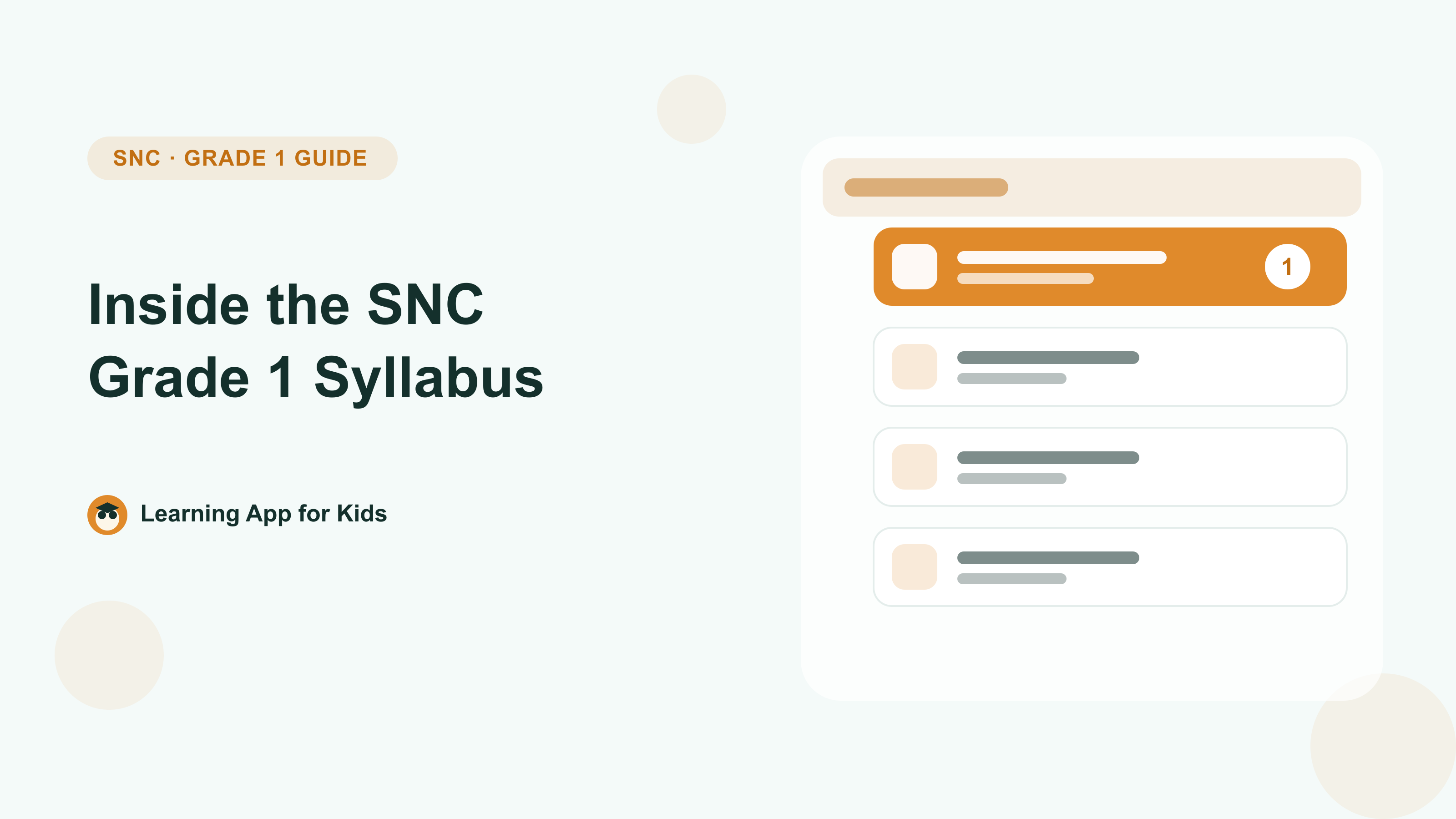 What's in the SNC Grade 1 Syllabus? A Parent's Plain-English Guide
